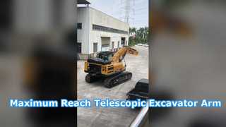 Bekijk de duurzame tweedelige telescopische arm voor graafmachines - Demo voor maximaal bereik en veelzijdigheid