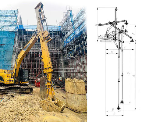 30m 35m Long Reach Clamshell Telescopische Arm Drie sectie graafmachine Dipper Arm