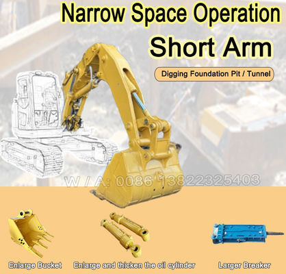 Bouwmachines Boom Tunnel Excavator Arm Short Reach Q355B Materiaal