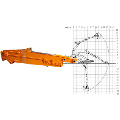 Telescopische boom voor graafmachine met standaard emmer Hitachi Komatsu Geel Rood