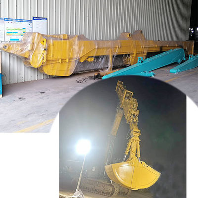 Telescopische arm van de graafmachine met een emmer voor het graven