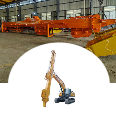 Graafmachine met lange reikwijdte stok boom en arm met mosselen emmer met tanden